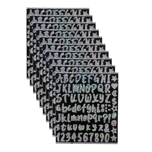 Malloy 10 -Cup-Vinylbuchstabenaufkleber, Selbstklebende Glitzerbuchstaben-Namensaufkleber, Buntes Glitzer-Vinylalphabet von Malloy
