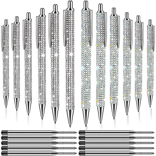 Malloy 12 StüCk Bling Pen Bulk Metall Kugelschreiber Diamantstift Crystal Einziehbare Schwarze Tinte 0,7 Mm Kugelschreiber 2 Farben Malloy 12 StüCk Bling Pen Bulk Metall Kugelschreiber Diamantstift Crystal Einziehbare Schwarze Tinte 0,7 Mm Kugelschreiber 2 Farben von Malloy
