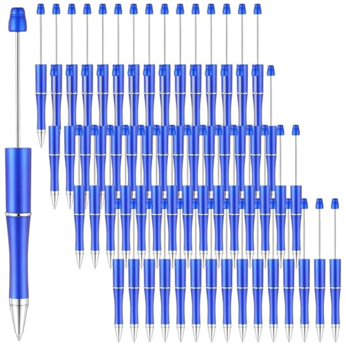 Malloy 60 Stück Perlenstifte, Große Perlenstifte, Niedliche Coole DIY-Stifte, Schwarze Tinte, Kugelschreiber Aus Kunststoff für Kinder, Mädchen, Schüler, Lehrer, Blau von Malloy