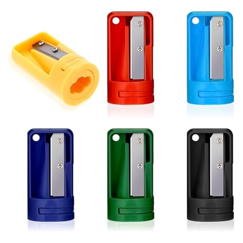 Malloy 6er-Pack Tischler-Bleistiftspitzer, Farbenfroher, Manueller, Tragbarer Bleistiftschneider für Holzarbeiten, Tragbares Bleistiftspitzwerkzeug von Malloy
