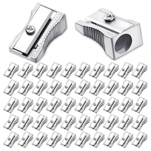 Malloy 96 Stück Mini-Bleistiftspitzer Aus Metall, Handgeführte Bleistiftspitzer Aus Metall, Einloch-Bleistiftspitzer Aus Aluminiumlegierung, Manueller Bleistiftspitzer von Malloy