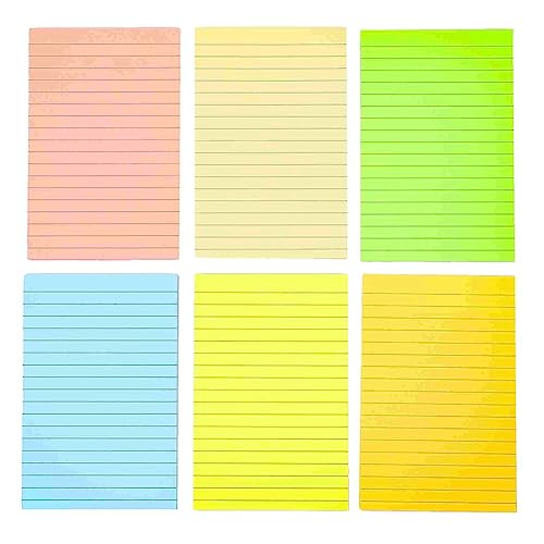 Malloy Haftnotizen in Verschiedenen Farben, Zettel mit Farbigen Horizontalen, Anbringbar und Abreißbare, Haftnotizen, Hinweise, N-Mal, 6 Kopien, 100 X 152 mm von Malloy