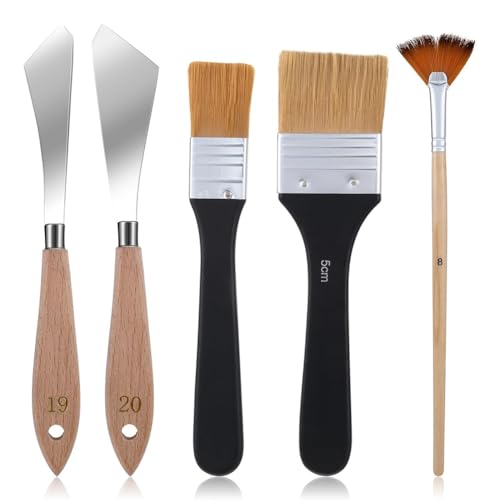 Malloy Malmesser-Set, Fächerpinsel, Edelstahl-Künstlerpalettenmesser für Leinwand, Acryl- und Ölmalereizubehör von Malloy