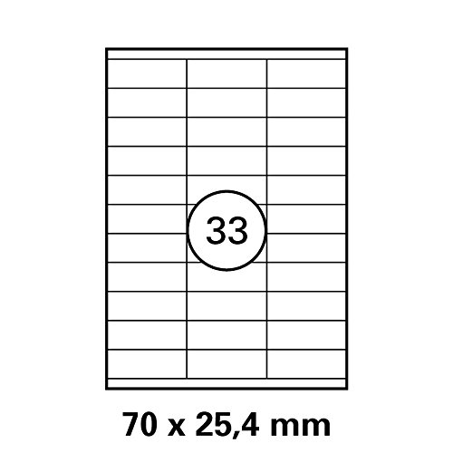 LUMA 4770250 Universal-Etiketten 70,0 x 25,4mm A4 100 Bogen mit je 33 Etiketten von malu