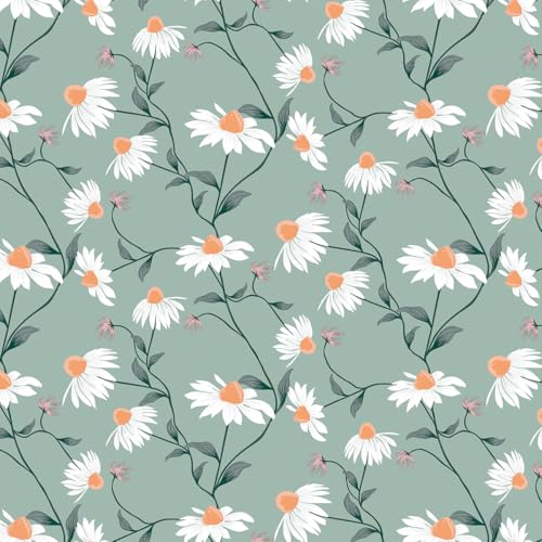 PVC Tischdecke Camilla 2 NEU Meterware Wachstuch Eckig Breite & Länge wählbar abwaschbar Kamille Kamillenblüte Gänseblümchen, Größe:140 x 380 cm von Mambo Design