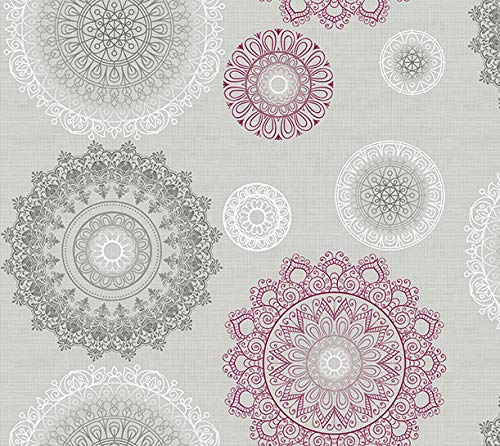 PVC Tischdecke Mandala GRAU Wachstuch • Breite & Länge wählbar • abwaschbare Tischdecke • Leinenoptik Kreise Weiss pink, Größe:120 x 180 cm PVC Tischdecke Mandala GRAU Wachstuch • Breite & Länge wählbar • abwaschbare Tischdecke • Leinenoptik Kreise Weiss pink, Größe:120 x 180 cm von Mambo Design