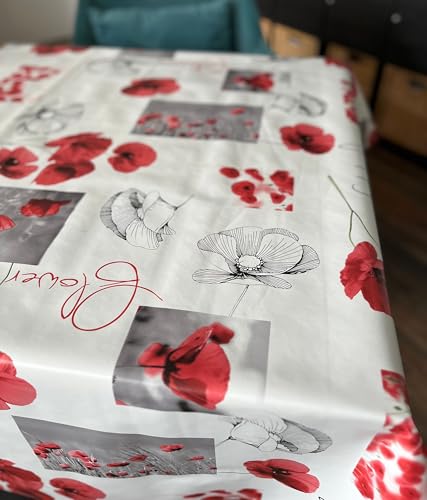 PVC Tischdecke Poppy Mohnblume rot Meterware Wachstuch Eckig Breite & Länge wählbar abwaschbar, Größe:130 x 100 cm PVC Tischdecke Poppy Mohnblume rot Meterware Wachstuch Eckig Breite & Länge wählbar abwaschbar, Größe:130 x 100 cm von Mambo Design