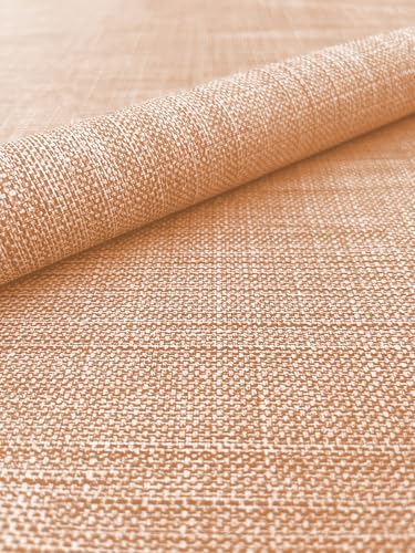 PVC Tischdecke Wachstuchtischdecke Leinen geprägt Terra orange - Leinenoptik - Breite x Länge wählbar - abwaschbar Wachstuch, Größe:140 x 100 cm von Mambo Design