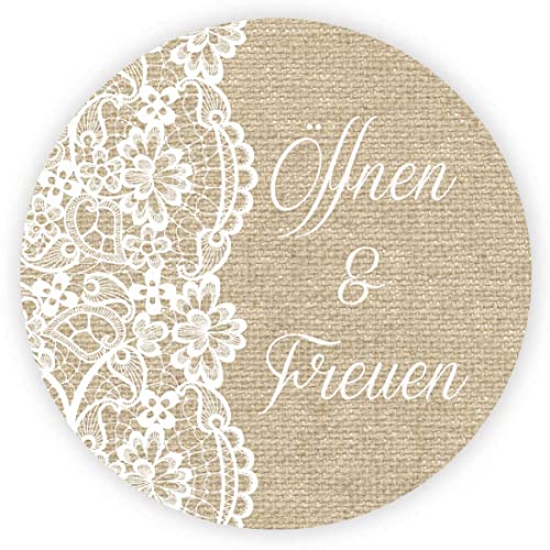 MameArt 100stk 4cm Aufkleber Hochzeit, Sticker für Hochzeit Gastgeschenk Taufe Kommunion Geburtstag Feste Geschenke Präsente (Öffnen und Freuen) von MameArt