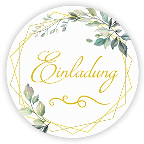 MameArt 100stk 4cm Aufkleber Hochzeit mit Kranz, Sticker für Hochzeit Gastgeschenk Taufe Kommunion Geburtstag Feste Geschenke Präsente (Einladung), (3DE0109A) von MameArt