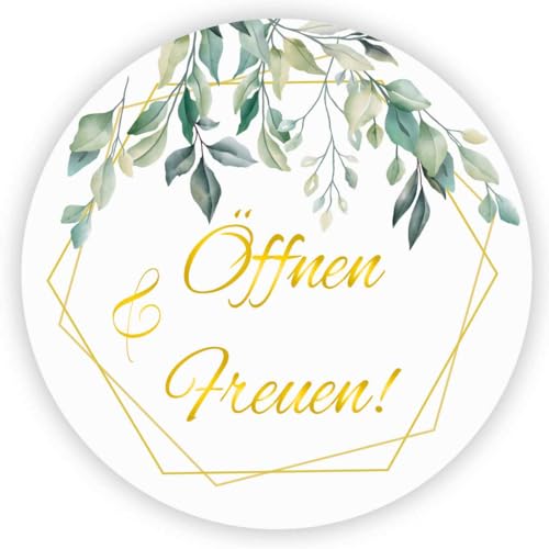 MameArt 100stk 4cm Aufkleber Öffnen & Freuen, Sticker für Hochzeit Gastgeschenk Taufe Kommunion Geburtstag Partei Feste Geschenke Präsente (Öffnen 10) von MameArt