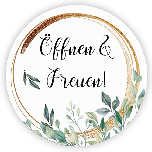 MameArt 100stk 4cm Aufkleber Öffnen & Freuen, Sticker für Hochzeit Gastgeschenk Taufe Kommunion Geburtstag Partei Feste Geschenke Präsente (Öffnen 2) von MameArt