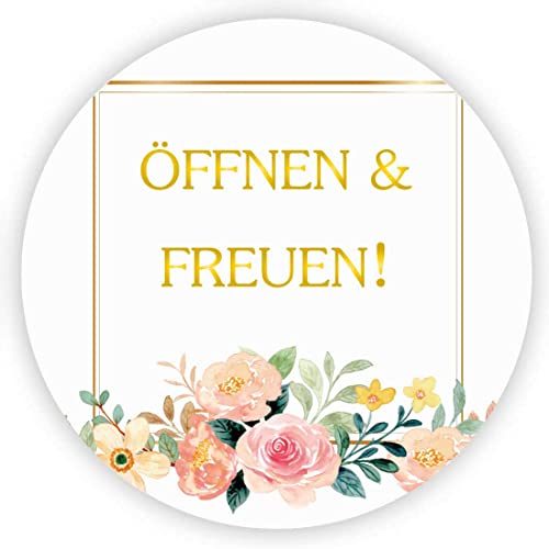 MameArt 100stk 4cm Aufkleber Öffnen & Freuen, Sticker für Hochzeit Gastgeschenk Taufe Kommunion Geburtstag Partei Feste Geschenke Präsente (Öffnen 6) von MameArt