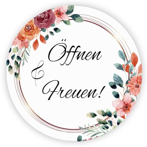 MameArt 100stk 4cm Aufkleber Öffnen & Freuen, Sticker für Hochzeit Gastgeschenk Taufe Kommunion Geburtstag Partei Feste Geschenke Präsente (Öffnen 7) von MameArt