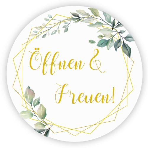 MameArt 100stk 4cm Aufkleber Öffnen & Freuen, Sticker für Hochzeit Gastgeschenk Taufe Kommunion Geburtstag Partei Feste Geschenke Präsente (Öffnen 8) von MameArt