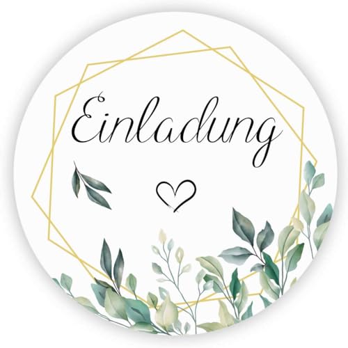 MameArt 100stk 4cm Einladung Aufkleber, Kranz Sticker für Hochzeit Gastgeschenk Taufe Kommunion Geburtstag Feste Geschenke Präsente (Einladung 7) von MameArt