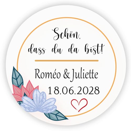 MameArt 50 Pièces Autocollants Mariage Personnalisés, Pour des larmes de joie, 4cm personnalisé magnifiquement conçu Mariage, baptême, communion, autocollant fête d’anniversaire (Liebe 6) von MameArt