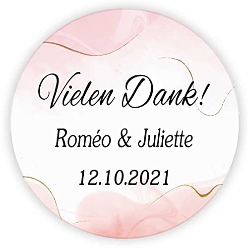 MameArt 50stk Aufkleber Personalisiert Hochzeit Vielen Dank, 4cm Sticker für Hochzeit Gastgeschenk Taufe Kommunion Geburtstag Feste Geschenke Präsente (DE05), 3DE0103A von Sudsty