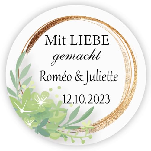 MameArt 50 Stück Personalisierte Schöne Hochzeit Dekoration Aufkleber, mit Liebe gemacht, 4cm Aufkleber für Hochzeiten, Taufen, Kommunionen, Geburtstagsfeiern, Geschenke & Jubiläen DE0504 (Liebe 5) MameArt 50 Stück Personalisierte Schöne Hochzeit Dekoration Aufkleber, mit Liebe gemacht, 4cm Aufkleber für Hochzeiten, Taufen, Kommunionen, Geburtstagsfeiern, Geschenke & Jubiläen DE0504 (Liebe 5) von MameArt