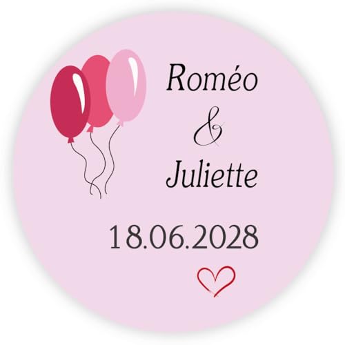 MameArt 50 personalisierte Hochzeitsaufkleber, 4 cm Aufkleber von Gastgeschenk geschenke, geeignet für Hochzeiten, Taufen, Comfirmation, Verlobung und Geburtstag AL0137. (Herz 5) von MameArt