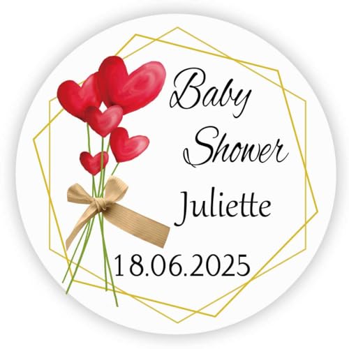 MameArt 50stk 4cm Aufkleber Baby Shower Personalisiert, Ballon Sticker für Baby Shower Taufe Geburtstag Feste Geschenke Präsente (Modell 2) von MameArt