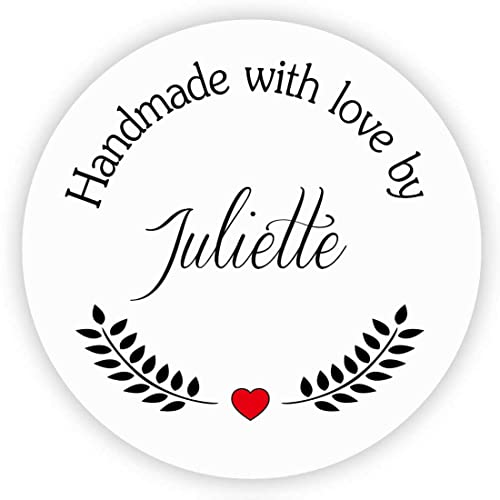 MameArt 50stk Aufkleber Personalisiert Hochzeit Handmade with Love, 4cm Sticker Gelee Stauaufkleber Taufe Kommunion Geburtstag Feste Geschenke Präsente (DE01) von MameArt