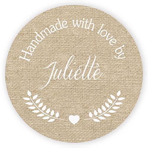 MameArt 50stk Aufkleber Personalisiert Hochzeit Handmade with Love, 4cm Sticker Gelee Stauaufkleber Taufe Kommunion Geburtstag Feste Geschenke Präsente (DE02) von MameArt