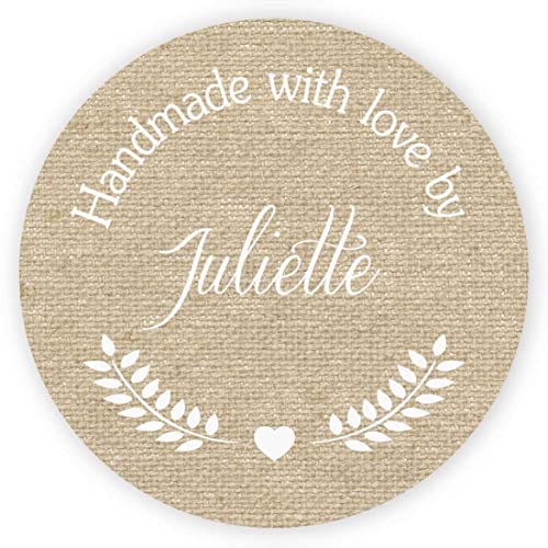 MameArt 50stk Aufkleber Personalisiert Hochzeit Handmade with Love, 4cm Sticker Gelee Stauaufkleber Taufe Kommunion Geburtstag Feste Geschenke Präsente (DE02) von MameArt