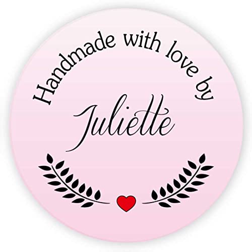 MameArt 50stk Aufkleber Personalisiert Hochzeit Handmade with Love, 4cm Sticker Gelee Stauaufkleber Taufe Kommunion Geburtstag Feste Geschenke Präsente (DE03) von MameArt