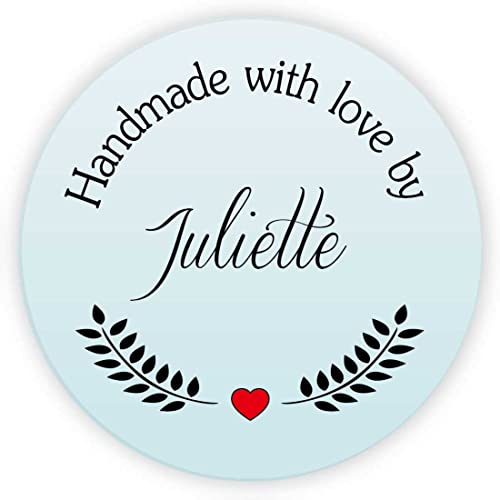 MameArt 50stk Aufkleber Personalisiert Hochzeit Handmade with Love, 4cm Sticker Gelee Stauaufkleber Taufe Kommunion Geburtstag Feste Geschenke Präsente (DE04) von MameArt