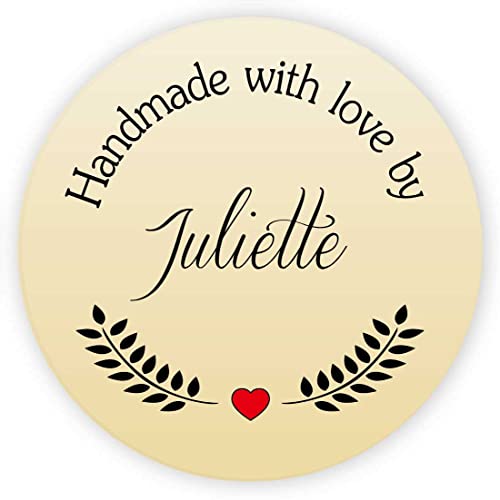 MameArt 50stk Aufkleber Personalisiert Hochzeit Handmade with Love, 4cm Sticker Gelee Stauaufkleber Taufe Kommunion Geburtstag Feste Geschenke Präsente (DE08) von MameArt