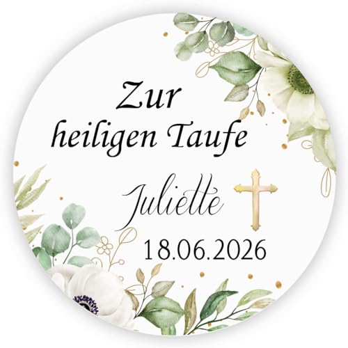 MameArt 50stk Aufkleber Personalisiert Zur heiligen Taufe, 4cm Elegante Sticker für Taufe Kommunion Geburtstag Feste Geschenke Präsente (Liebe 1) von MameArt