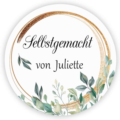 MameArt 50stk Aufkleber Selbstgemacht Personalisiert, 4cm Sticker Handmade Gelee Stauaufkleber Taufe Geburtstag Feste Geschenke Präsente (Blumen 01) von MameArt