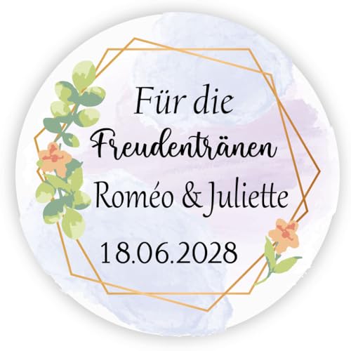 MameArt 50stk Hochzeitsaufkleber Für die Freudentränen, 4cm bunte hübsche Aufkleber für Hochzeiten, Taufen, Kommunionen, Geburtstagsfeiern und Erinnerungsgeschenke DE0704 (Liebe 2) von MameArt