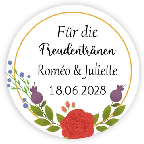 MameArt 50stk Hochzeitsaufkleber Für die Freudentränen, 4cm bunte hübsche Aufkleber für Hochzeiten, Taufen, Kommunionen, Geburtstagsfeiern und Erinnerungsgeschenke DE0704 (Liebe 3) von MameArt