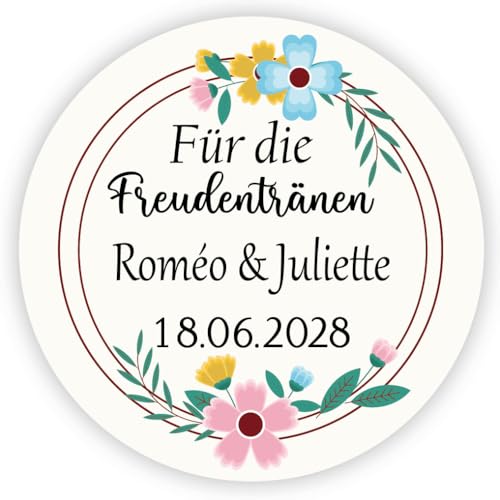 MameArt 50stk Hochzeitsaufkleber Für die Freudentränen, 4cm bunte hübsche Aufkleber für Hochzeiten, Taufen, Kommunionen, Geburtstagsfeiern und Erinnerungsgeschenke DE0704 (Liebe 4) von MameArt