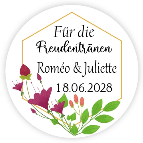 MameArt 50stk Hochzeitsaufkleber Für die Freudentränen, 4cm bunte hübsche Aufkleber für Hochzeiten, Taufen, Kommunionen, Geburtstagsfeiern und Erinnerungsgeschenke DE0704 (Liebe 6) von MameArt