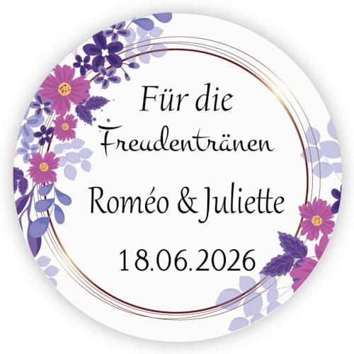 MameArt 50stk Personalisiert Elegante Hochzeitsdeko-Aufkleber Für die Freudentränen, 4cm Sticker für Hochzeit Taufe Kommunion Geburtstag Feste Geschenke Präsente (Liebe 2) von MameArt