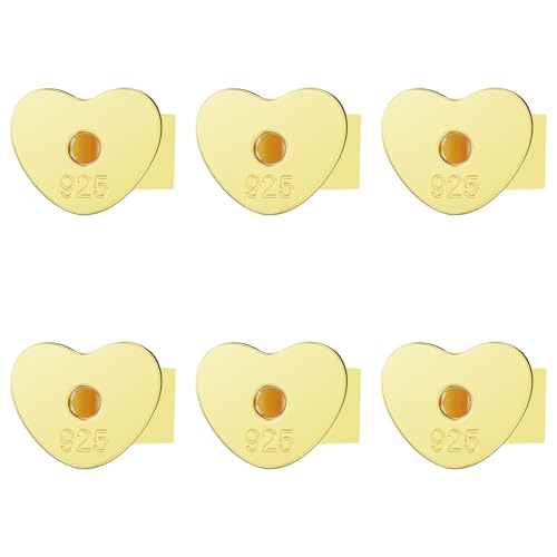 3 Paar Ohrring-Verschlüsse für hängende Ohren – Ohrringheber & Stützverschlüsse für schwere Ohrringe, sichere Verriegelung mit flacher Rückseite (18 Karat Goldherz) von Mamfous