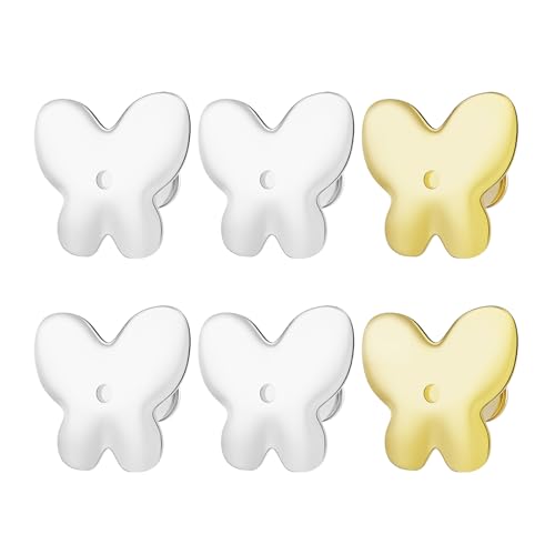 3 Paar Ohrringheber für hängende Ohren – Stützverschlüsse für schwere Ohrringe, bequeme Silikon-Ohrring-Verschlüsse (2 Silber + 1 goldener Schmetterling) von Mamfous