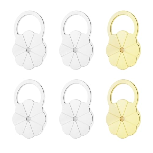 3 Paar bequeme Ohrring-Verschlüsse – Metall-flache Rückseite für Ohrstecker, hypoallergen und rutschfeste Rückseite (2 Silber + 1 Gold Blume Stil 2) von Mamfous