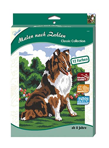MAMMUT 110017 - Malen nach Zahlen Classic Tiermotiv, Collie, Hund, Komplettset mit bedruckter Malvorlage im A4 Format, 12 Acrylfarben und Pinsel, Malset für Kinder ab 8 Jahre MAMMUT 110017 - Malen nach Zahlen Classic Tiermotiv, Collie, Hund, Komplettset mit bedruckter Malvorlage im A4 Format, 12 Acrylfarben und Pinsel, Malset für Kinder ab 8 Jahre von Mammut Spiel & Geschenk