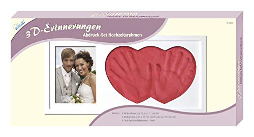 MAMMUT 129029 - 3D Erinnerungen Abdruck-Set Hochzeit, Komplettset mit Holzrahmen (MDF), 3 Päck. Modelliermasse, Platz für 1 Foto, für Verliebte, Verlobte und Verheiratete von Mammut Spiel & Geschenk