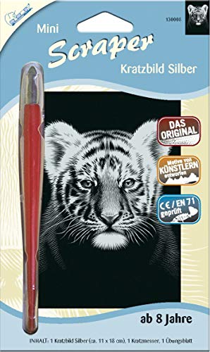 MAMMUT 130008 - Kratzbild, Motiv Tigerbaby, silber, glänzend, mini, Komplettset mit Kratzmesser und Übungsblatt, Scraper, Scratch, Kritzel, Kratzset für Kinder ab 8 Jahre MAMMUT 130008 - Kratzbild, Motiv Tigerbaby, silber, glänzend, mini, Komplettset mit Kratzmesser und Übungsblatt, Scraper, Scratch, Kritzel, Kratzset für Kinder ab 8 Jahre von Mammut Spiel & Geschenk