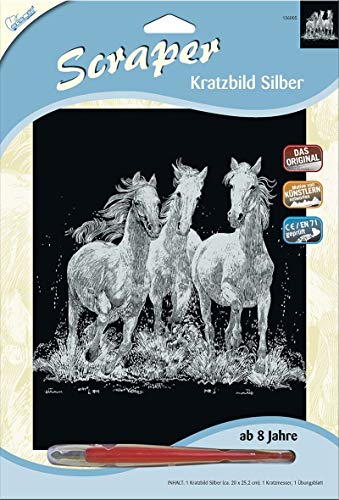 MAMMUT 136005 - Kratzbild, Motiv Wildpferde, silber, glänzend, Komplettset mit Kratzmesser und Übungsblatt, Scraper, Scratch, Kritzel, Kratzset für Kinder ab 8 Jahre MAMMUT 136005 - Kratzbild, Motiv Wildpferde, silber, glänzend, Komplettset mit Kratzmesser und Übungsblatt, Scraper, Scratch, Kritzel, Kratzset für Kinder ab 8 Jahre von Mammut Spiel & Geschenk