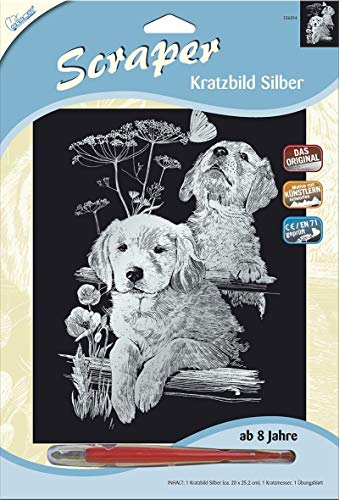 MAMMUT 136014 - Kratzbild, Motiv Labradors, silber, glänzend, Komplettset mit Kratzmesser und Übungsblatt, Scraper, Scratch, Kritzel, Kratzset für Kinder ab 8 Jahre MAMMUT 136014 - Kratzbild, Motiv Labradors, silber, glänzend, Komplettset mit Kratzmesser und Übungsblatt, Scraper, Scratch, Kritzel, Kratzset für Kinder ab 8 Jahre von Mammut Spiel & Geschenk