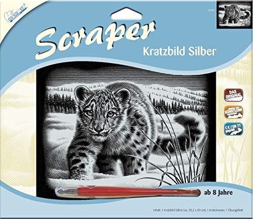 MAMMUT 137009 - Kratzbild, Motiv Schneeleopard, silber, glänzend, quer, Komplettset mit Kratzmesser und Übungsblatt, Scraper, Scratch, Kritzel, Kratzset für Kinder ab 8 Jahre MAMMUT 137009 - Kratzbild, Motiv Schneeleopard, silber, glänzend, quer, Komplettset mit Kratzmesser und Übungsblatt, Scraper, Scratch, Kritzel, Kratzset für Kinder ab 8 Jahre von Mammut Spiel & Geschenk