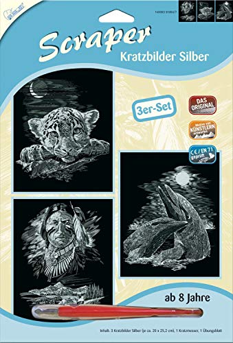 MAMMUT 140004 - Kratzbilder, Motive Fantasie, silber, glänzend, Komplettset mit 3 Kratzbildern&Kratzmesser&Übungsblatt, Scraper, Scratch, Kritzel, Kratzset für Kinder ab 8 Jahre MAMMUT 140004 - Kratzbilder, Motive Fantasie, silber, glänzend, Komplettset mit 3 Kratzbildern&Kratzmesser&Übungsblatt, Scraper, Scratch, Kritzel, Kratzset für Kinder ab 8 Jahre von Mammut Spiel & Geschenk