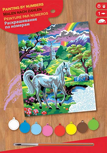 Mammut Spiel & Geschenk 0124, Einhorn, Unicorn Malen nach Zahlen Junior, Komplettset mit bedruckter Malvorlage im A4 Format, 8 Acrylfarben, Pinsel und Anleitung, Malset für Kinder ab 8 Jahre Mammut Spiel & Geschenk 0124, Einhorn, Unicorn Malen nach Zahlen Junior, Komplettset mit bedruckter Malvorlage im A4 Format, 8 Acrylfarben, Pinsel und Anleitung, Malset für Kinder ab 8 Jahre von Mammut Spiel & Geschenk