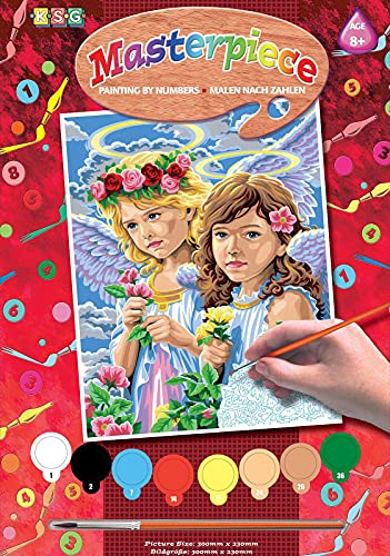MAMMUT 8220532 - Malen nach Zahlen Junior Motiv Engel, Komplettset mit bedruckter Malvorlage im A4 Format, Einsteiger Set mit 8 Acrylfarben, Pinsel und Anleitung, Malset für Kinder ab 8 Jahre MAMMUT 8220532 - Malen nach Zahlen Junior Motiv Engel, Komplettset mit bedruckter Malvorlage im A4 Format, Einsteiger Set mit 8 Acrylfarben, Pinsel und Anleitung, Malset für Kinder ab 8 Jahre von Mammut Spiel & Geschenk